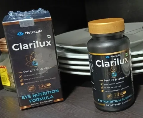Clarilux box and bottle on a kitchen shelf