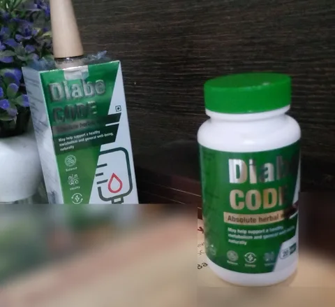 DiabeCode bottle and box next to a flower pot