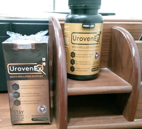 UrovenEx box and bottle on a wooden shelf